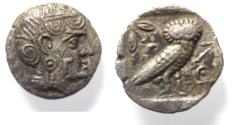 Ancient Coins - South Arabia. Saba’. Late 4th-mid 2nd century BC. AR half (14mm, 2.34g). Imitating Athens.