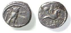 Ancient Coins - CHOICE: Phoenicia. Tyre. Uncertain Kings (c. 450-358 BC) BC. AR shekel (19mm, 8.22g). Struck in regnal year 5 (384/3 BC?).