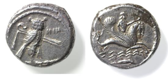 Ancient Coins - CHOICE: Phoenicia. Tyre. Uncertain Kings (c. 450-358 BC) BC. AR shekel (19mm, 8.22g). Struck in regnal year 5 (384/3 BC?).