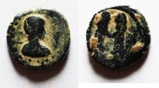 Ancient Coins - Possibly unpublished variety: VANDALS? Pseudo-imperial type imitating Valentinian III (AD 425-455). AE nummus (10 mm, 0.81 g).