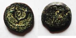 Ancient Coins - JUDAEA. NICE HASMONEAN AE PRUTAH. HEBREW INSCRIPTION