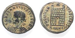 Ancient Coins - AS FOUND. CONSTANTINE II AE FOLLIS. CAMP GATE