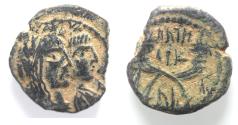Ancient Coins - NABATAEA. Aretas IV, with Shaqilat. 9 BC- AD 40. AE 18