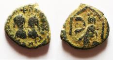 Ancient Coins - Justin I & Justinian I. 527. Æ Pentanummium . Antioch mint.