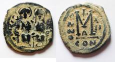 Ancient Coins - BYZANTINE. Justin II with Sophia, 565 - 578 AD, AE Follis