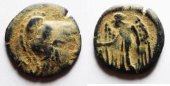 Ancient Coins - NABATAEAN KINGDOM. VERY EARLY ARETAS II/III AE 18. OVERSTRUCK ON PTOLEMY II COIN