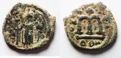 World Coins - ISLAMIC. Umayyad Caliphate. Time of Yazid I ibn Mu’awiya (AH 60-64 / AD 680-683). AE fals (21mm,4.24g). Arab-Byzantine series.