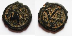 Ancient Coins - DOUBLE STRUCK. BYZANTINE  AE HALF FOLLIS