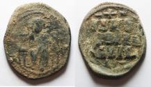 Ancient Coins - Facing bust of Christ holding the book of Gospels: Byzantine Empire, Anonymous. AE