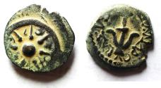 Ancient Coins - LARGE PRUTAH Judaea, Alexander Jannaeus, 103-76 BC, AE Prutah (Biblical Widow's Mites).