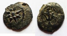 Ancient Coins - Judaea, Alexander Jannaeus, 103-76 BC, AE Prutot (Biblical Widow's Mites).