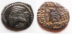 Ancient Coins - Kings of Parthia, Mithradates V AD 140, Silver Drachm, Ekbatana Mint