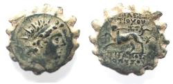 Ancient Coins - Seleukid Kings. Antiochos VI Dionysos 144-142 B.C. Serrate AE 19