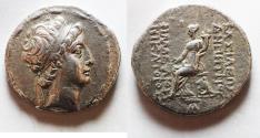 Ancient Coins - GREEK Seleukid Kingdom. Demetrios II Nikator (First Reign, 146-138 BC). AR tetradrachm (29mm, 15.64g). Seleukeia on the Tigris mint. Struck ca. 145-July 141 BC.