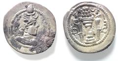Ancient Coins - Sasanian Empire. Kavad I (first reign, AD 488-497). AR drachm (26mm, 3.55g) AT (Adurbadagan?) mint.