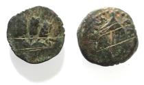 Ancient Coins - JUDAEA, Herodians. Agrippa I. 37-43 CE. AE Prutah .Jerusalem mint.