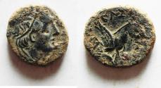 Ancient Coins - NICE QUALITY: KYRENAICA, Kyrene. Magas. 277-250. AE 16