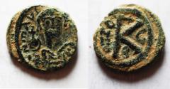 Ancient Coins - Maurice Tiberius AE HALF FOLLIS