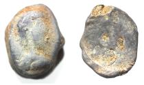 Ancient Coins - Roman Egypt. 3rd century AD. Lead seal impression (23 x 17 mm). Male bust r.