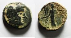 Ancient Coins - NABATAEAN. ARETAS II OR III DAMASCUS MINT. AE 17. ATHENA / NIKE