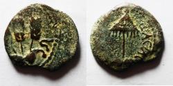 Ancient Coins - JUDAEA, Herodians. Agrippa I. 37-43 CE. AE Prutah .Jerusalem mint.