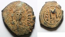 Ancient Coins - BYZANTINE. MAURICE TIBERIUS AE FOLLIS. AS FOUND