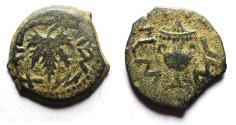 Ancient Coins - Judaea. Jewish War. First Revolt. AE Prutah. Year 3. 68/69 C.E.