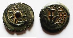 Ancient Coins - Judaea, Alexander Jannaeus, 103-76 BC, AE Prutot (Biblical Widow's Mites).