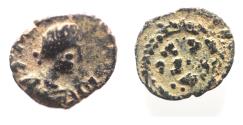 Ancient Coins - VANDALS. Pseudo-Imperial coinage. Circa 6th century AD. Æ Nummus . In the name of Justinian I. Uncertain North African mint.