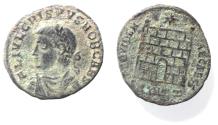 Ancient Coins - AS FOUND. CRISPUS AE FOLLIS. CAMP GATE