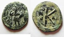Ancient Coins - BYZANTINE . HERACLIUS HALF AE FOLLIS