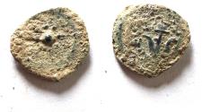 Ancient Coins - AS FOUND: Judaea, Alexander Jannaeus, 103-76 BC, AE Prutah (Biblical Widow's Mites).
