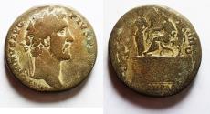 Ancient Coins - Roman Imperial. Antoninus Pius (AD 138-161). AE sestertius (30mm, 22.11g). Rome mint. Struck AD 145-161.