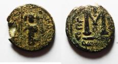 World Coins - ISLAMIC, Arab-Byzantine (Imperial image) coinage . Circa 680s-700/10. Æ Fals .