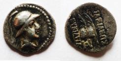 Ancient Coins - Baktria. Indo-Greek Kingdom. Eukratides I (c. 170-145 BC). AR Obol
