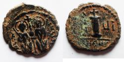 Ancient Coins - BYZANTINE. Justin II with Sophia, 565 - 578 AD, AE DECANUMMIUM