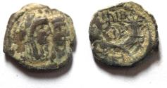 Ancient Coins - NABATAEA. Aretas IV, with Shaqilat. 9 BC- AD 40. AE 18