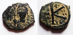 Ancient Coins - Byzantine. Maurice Tiberius AE HALF FOLLIS