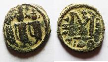 Ancient Coins - ISLAMIC, Umayyad Caliphate. Uncertain period (pre-reform). AH 41-77 / AD 661-697. Æ Fals . Type III. Tabariyya (Tiberias) mint.