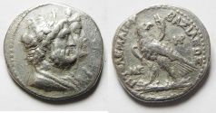 Ancient Coins - Apparently unpublished variety: GREEK. Ptolemaic kings. Ptolemy IV Philopator (221-205 BC). AR tetradrachm (26mm, 13.70g). Uncertain mint.