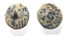 Ancient Coins - Roman Imperial. Leo I (AD 457-474). AE nummus (8mm, 0.37g). Contemporary imitation. lion