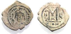 Ancient Coins - AS FOUND: Byzantine. Maurice Tiberius AE  FOLLIS