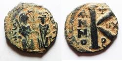 Ancient Coins - Justin II with Sophia. 565-578. AE Decanummium . Antioch