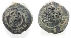 Ancient Coins - JUDAEA. NICE HASMONEAN AE PRUTAH. HEBREW INSCRIPTION