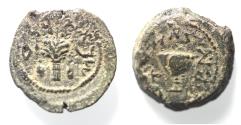 Ancient Coins - JUDAEA, Jewish War. 66-70 CE. Æ Eighth Shekel .