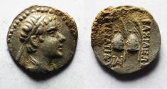 Ancient Coins - Baktria, Indo-Greek Kingdom. Eukratides I. AR Obol.