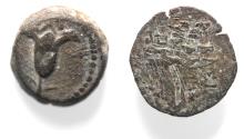 Ancient Coins - OVER STRUCK: 	Seleukid Kings. Antiochus VII Æ Prutah / Lily. Jerusalem mint.