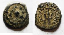 Ancient Coins - Judaea, Alexander Jannaeus, 103-76 BC, AE Prutot (Biblical Widow's Mites).