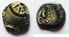 Ancient Coins - BROKAGE: Judaea, Alexander Jannaeus, 103-76 BC, AE Prutot (Biblical Widow's Mites).