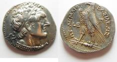 Ancient Coins - Egypt. Ptolemaic kings. Ptolemy VI Philometor (first sole reign, 180-170 BC). AR tetradrachm (26mm, 14.12g) Paphos mint. Struck in regnal year 5 (177/6 BC). 